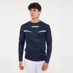 Męska koszulka biegowa z długim rękawem Vienna ML niebieska-biała. Białe koszulki sportowe męskie Legea, m, bez wzorów, z materiału, bez kołnierzyka, bez ramiączek, do biegania. Za 56.00 zł.