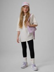 4F Legginsy dzianinowe dziewczęce - czarne 140 (9-10 lat). Czarne legginsy dla dziewczynek 4f, bez wzorów, z bawełny. Za 49.99 zł.