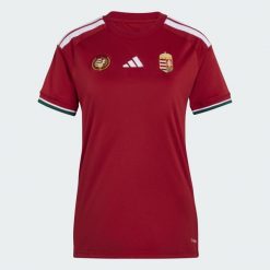 Koszulka domowa Węgry 26. Czerwone koszulki sportowe damskie Adidas, l, bez wzorów, z materiału, bez kołnierzyka, bez ramiączek, do piłki nożnej, climacool (adidas). Za 439.00 zł.