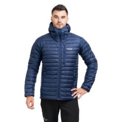 Kurtka trekkingowa Rab Microlight Alpine Jacket. Niebieskie bluzy męskie RAB, m, bez wzorów, z puchu, sportowe, z kapturem. Za 659.99 zł.