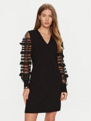 TWINSET Sukienka dzianinowa 241TP3530 Czarny Regular Fit. Czarne sukienki damskie Twinset, xs, bez wzorów, z dzianiny, bez kołnierzyka, bez ramiączek. Za 819.99 zł.