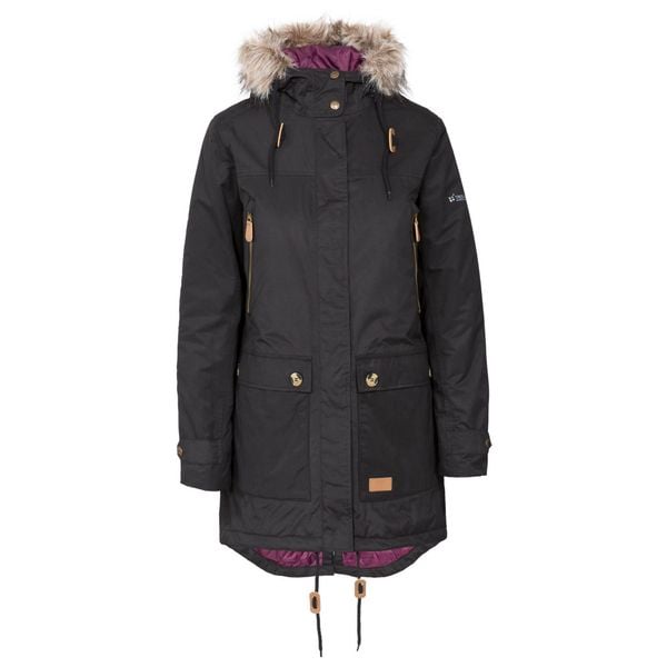 Parka Damska Wodoodporne Clea. Czarne parki damskie Trespass, l, bez wzorów, z materiału, z kapturem. Za 253.99 zł.