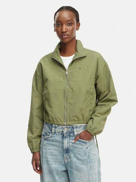 Tommy Jeans Kurtka przejściowa DW0DW22325 Zielony Regular Fit. Zielone kurtki damskie Tommy Jeans, xs, bez wzorów, z jeansu, bez kaptura. Za 459.99 zł.