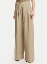 Marella Spodnie palazzo Zama 2513131132200 Khaki Regular Fit. Brązowe spodnie materiałowe damskie Marella, bez wzorów, ze lnu. Za 569.99 zł.