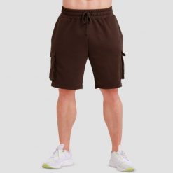 Szorty męskie fitness cargo regular Utility Brown. Brązowe krótkie spodenki sportowe męskie GYMBEAM, m, bez wzorów, z bawełny, na fitness i siłownię. Za 80.90 zł.