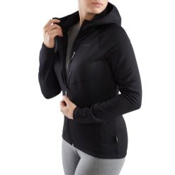 Bluza trekkingowa techniczna damska Viking Jukon Hoodie z kapturem na zamek. Czarne bluzy damskie Viking, xl, bez wzorów, z dzianiny, z kapturem. Za 379.90 zł.
