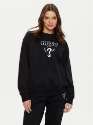 Guess Bluza V5RQ12 KC3D2 Czarny Regular Fit. Czarne bluzy damskie Guess, l, z aplikacjami, z syntetyku, bez kaptura. Za 289.99 zł.
