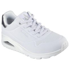 Damskie UNO SHIMMER AWAY Sneakersy Biały / Srebrny. Białe obuwie sportowe damskie Skechers, bez wzorów, z gumy, trekkingowe, Skechers Sport. Za 367.99 zł.