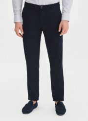 PAKO LORENTE – Granatowe spodnie chino. Spodnie materiałowe męskie Pako Lorente, l, bez wzorów, z bawełny, casualowe. Za 149.99 zł.