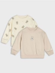 Bawełniane bluzy crewneck z nadrukiem misiów 2 pack - kremowy. Białe bluzy dla niemowląt Sinsay, bez wzorów, z bawełny, bez ramiączek, bez kaptura. Za 25.99 zł.