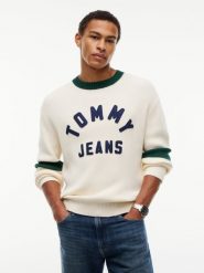Tommy Jeans swetry z dzianiny Mężczyźni Bawełna beżowy, XL. Brązowe swetry przez głowę męskie Tommy Jeans, m, bez wzorów, z bawełny, bez kołnierzyka. Za 489.95 zł.