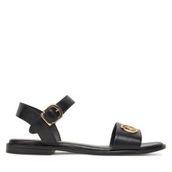 Sandały Beverly Hills Polo Club. Czarne sandały damskie Beverly Hills Polo Club, bez wzorów, bez obcasa, na płaskiej podeszwie, bez zapięcia. Za 229.99 zł.