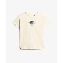 T-shirt dopasowany z dżetami w efekcie tatuażu dla kobiet Superdry. Białe t-shirty damskie Superdry., l, bez wzorów, bez kołnierzyka. Za 252.80 zł.