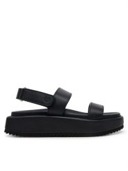 Pollini Sandały SA16155G1MTL0000 Czarny. Czarne sandały damskie Pollini, bez wzorów, ze skóry, bez obcasa, na płaskiej podeszwie, bez zapięcia. Za 839.99 zł.