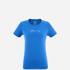 Koszulka damska z krótkim rękawem Millet Intense Essential Ts Ss W active fit. Niebieskie koszulki sportowe damskie Millet, m, bez wzorów, z tkaniny, bez kołnierzyka, bez ramiączek, do biegania. Za 200.00 zł.