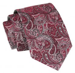 Krawat - ALTIES - Czerwień w Orientalny Wzór. Czerwone krawaty i muchy Alties, bez wzorów, z tkaniny, eleganckie. Za 49.00 zł.