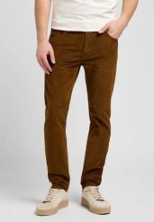 MESKIE SPODNIE SZTRUKSOWE LEE RIDER QUAIL BROWN 112370640. Brązowe spodnie materiałowe męskie Lee, l, bez wzorów, z materiału. Za 219.99 zł.