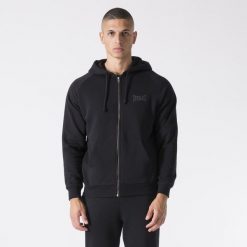 Kurtka Z Kapturem Z Welury Czarny Bawelna, Poliester. Czarne kurtki męskie Everlast, l, bez wzorów, z bawełny, z kapturem. Za 169.00 zł.