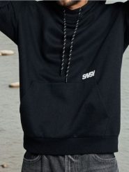 Bluza hoodie z wysokim kołnierzem - czarny. Czarne bluzy męskie Sinsay, l, bez wzorów, bez kaptura. Za 59.99 zł.