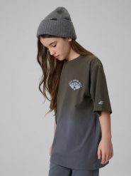4F T-shirt loose z nadrukiem dziewczęcy - szary 122 (6-7 lat). Szare t-shirty i topy dla dziewczynek 4f, bez wzorów, z bawełny, bez ramiączek. Za 59.99 zł.