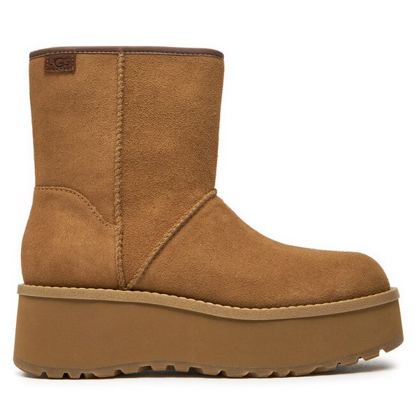 Botki Ugg. Brązowe botki damskie UGG, bez obcasa, na koturnie, bez zapięcia. Za 779.99 zł.