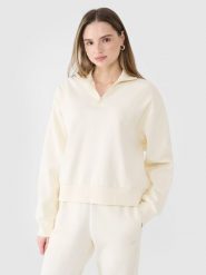 4F Bluza dresowa nierozpinana bez kaptura damska - biała XL. Białe bluzy damskie 4f, xl, bez wzorów, z bawełny, bez kaptura. W wyprzedaży za 129.99 zł.