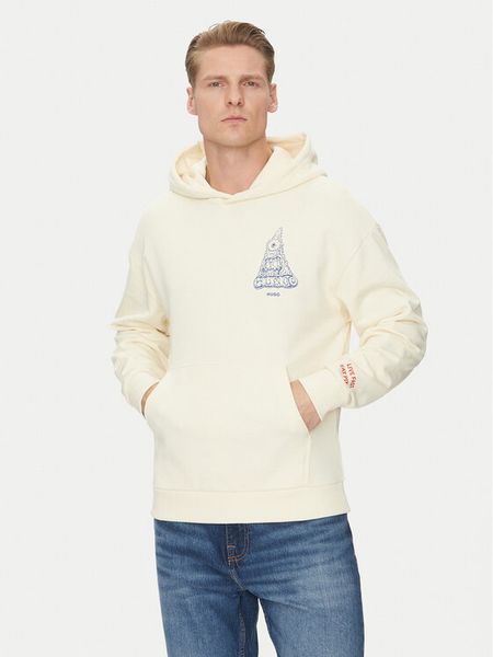 HUGO Bluza 50535344 Écru Regular Fit. Bluzy męskie Hugo, m, bez wzorów, z bawełny, bez kaptura. Za 239.99 zł.