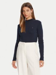 Tommy Hilfiger Sweter Cody WW0WW47307 Granatowy Slim Fit. Niebieskie swetry damskie Tommy Hilfiger, xxs, bez wzorów, z bawełny, bez kołnierzyka, bez ramiączek, bez kaptura. Za 159.99 zł.