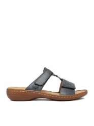 Rieker Klapki CEO-60885-12 Niebieski. Niebieskie klapki damskie Rieker, bez wzorów, z materiału, bez obcasa. Za 289.99 zł.