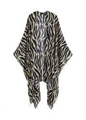 Poncho w paski zebry. Czarne żakiety damskie bonprix, bez wzorów. Za 47.99 zł.