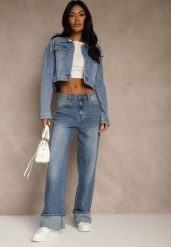 Niebieskie Jeansy High Waist Wide Leg z Podwiniętymi Nogawkami Nymthine. Niebieskie jeansy damskie Renee, z podwyższonym stanem. Za 109.99 zł.