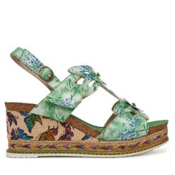 Espadryle Laura Vita. Zielone sandały damskie Laura Vita, bez wzorów, bez obcasa, bez zapięcia. Za 299.99 zł.