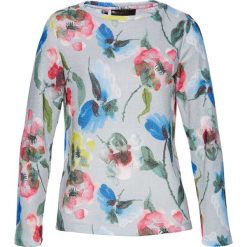 Sweter w kwiaty bonprix szary z kolorowym nadrukiem. Swetry damskie bonprix. Za 49.99 zł.