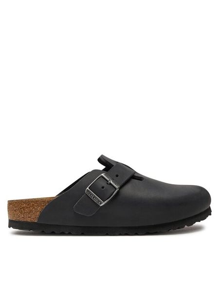 Birkenstock Klapki Boston Bs 0059463 Czarny. Czarne klapki damskie Birkenstock, bez wzorów, ze skóry, bez obcasa. Za 509.99 zł.