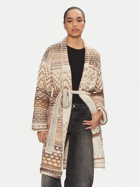 United Colors Of Benetton Kardigan 115CE6042 Beżowy Regular Fit. Brązowe kardigany damskie United Colors Of Benetton, m, bez wzorów, z wełny, bez kołnierzyka, bez ramiączek, bez kaptura. Za 499.99 zł.