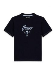 Guess T-Shirt L6GI06 K8HM4 Granatowy Relaxed Fit. Niebieskie t-shirty dla chłopców Guess, z aplikacjami, z bawełny, bez ramiączek. Za 94.99 zł.