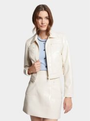 Morgan Kurtka z imitacji skóry 241-VBOWL Beżowy Slim Fit. Brązowe kurtki damskie Morgan, bez wzorów, ze skóry, bez kaptura. Za 299.99 zł.