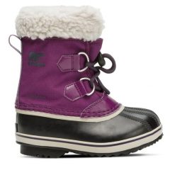 Śniegowce Sorel. Fioletowe śniegowce dziewczęce Sorel, z nylonu, bez zapięcia. Za 339.99 zł.