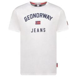Geographical Norway JASSIER MEN 254, biała koszulka męska (SY1361H/GN-White). Białe koszulki sportowe męskie Geographical Norway, m, bez wzorów, z bawełny, bez kołnierzyka, bez ramiączek, trekkingowe. Za 79.00 zł.
