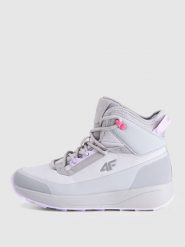 4F Buty zimowe śniegowce DCX dziewczęce - szare 32. Szare śniegowce dziewczęce 4f, z gumy, przed kolano, bez zapięcia. Za 299.99 zł.