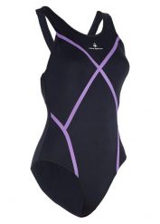 Strój Kąpielowy Aqua Sphere Capri – Czarno-Fioletowy – Rozmiar 30. Czarne kostiumy jednoczęściowe damskie Aqua Sphere, bez wzorów, z materiału, klasyczne, na fitness i siłownię. Za 119.38 zł.