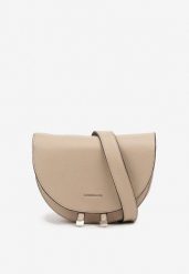 Beżowa Torebka w Półokrągłym Kształcie Tanalinea. Brązowe torby na ramię damskie Renee, bez wzorów, z jeansu, eleganckie, bez dodatków. Za 129.99 zł.