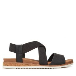 Sandały Skechers. Brązowe sandały damskie Skechers, bez wzorów, bez obcasa, na płaskiej podeszwie, bez zapięcia. Za 289.99 zł.