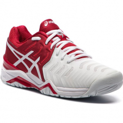 Buty ASICS - Gel-Resolution Novak E805N Classic Red/White/Silver 2301. Białe buty sportowe męskie Asics, z materiału. Za 599.00 zł.