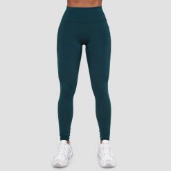 Legginsy damskie fitness z kieszeniami ciemnozielone Ignite. Zielone legginsy damskie GYMBEAM, m, bez wzorów, z elastanu, na fitness i siłownię. Za 115.90 zł.