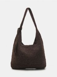 Pleciona torebka hobo na ramię z chwostem - brązowy. Brązowe torby na ramię damskie Sinsay, bez wzorów, bez dodatków. Za 59.99 zł.