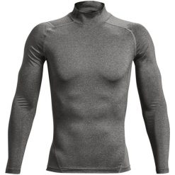 Koszulka z długim rękawem i stójką Under Armour HeatGear®. Czarne bluzy męskie Under Armour, bez wzorów, bez kołnierzyka, bez ramiączek, do biegania. Za 196.00 zł.