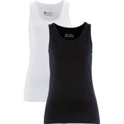 Top ze stretchem (2 szt. w opak.) bonprix czarny + biały. Topy damskie marki DOMYOS. Za 39.98 zł.