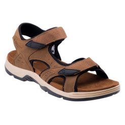 Skórzane Sandały Męskie Lucibel. Brązowe sandały męskie Hi-tec, bez zapięcia. Za 139.99 zł.