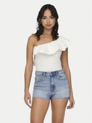 ONLY Bluzka Soffy 15320339 Biały Regular Fit. Białe bluzki damskie Only, xl, bez wzorów, z bawełny, bez kołnierzyka, bez ramiączek. Za 99.99 zł.
